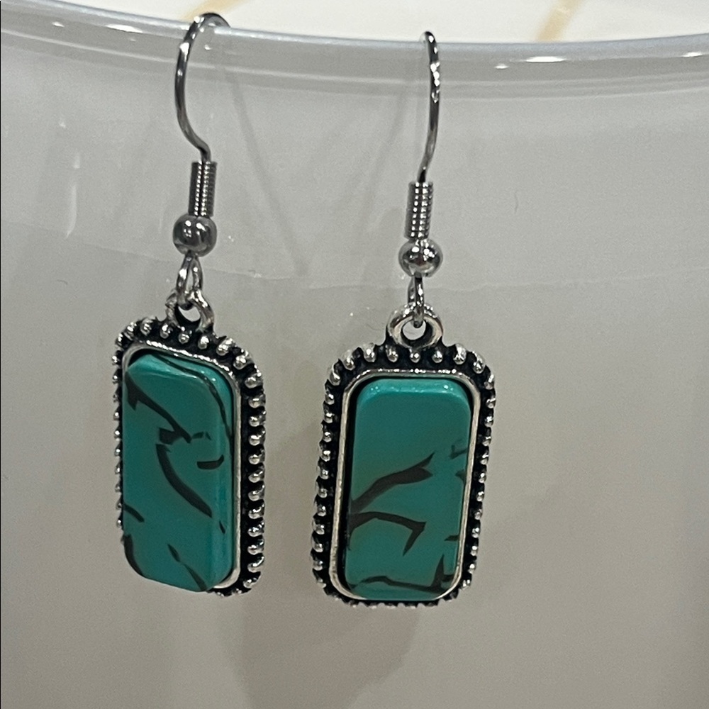 Turquoise Dangle Earrings Silver | Boho Western Jewelry